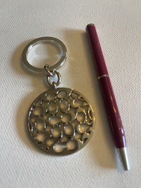 Coach Silver Signature C Cutout Keychain and Coach Pen